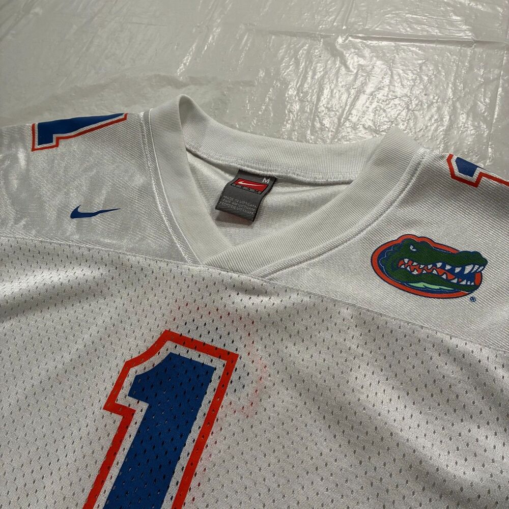 Vintage Florida Gators Jersey Youth Medium White Football Nike Team Swoosh Mesh
